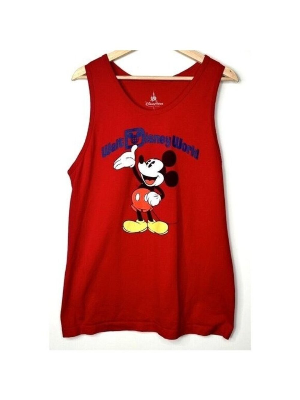 Disney Parks Tank Top Mens L Red Mickey Mouse Graphic Walt Disney World Tourist